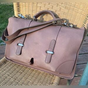 Tramontano Napoli Italy Soft Leather messenger Briefcase Mauve Vintage Rare